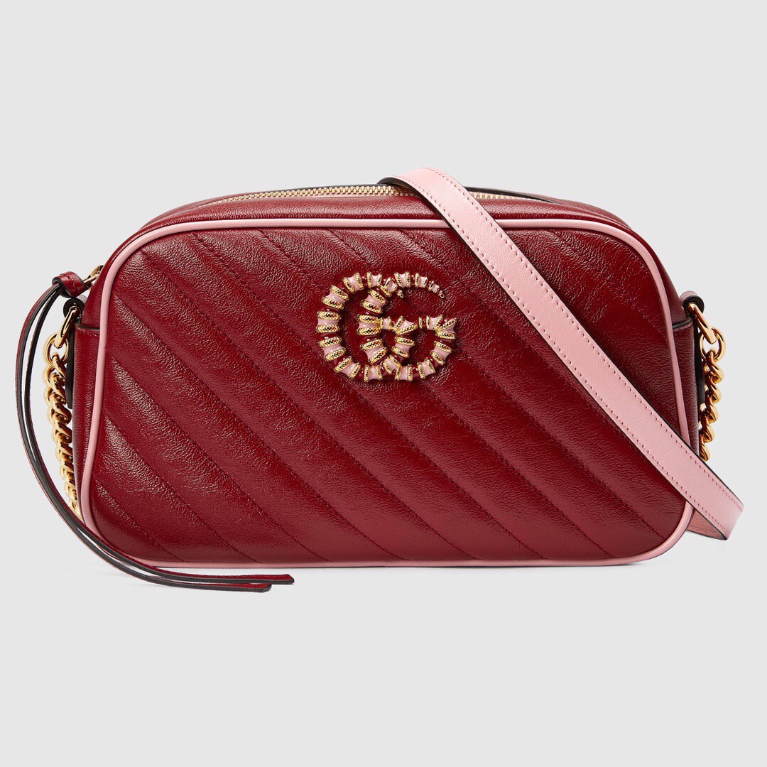 Gucci GG Marmont Small Matelasse Shoulder Bag 447632 Dark Red